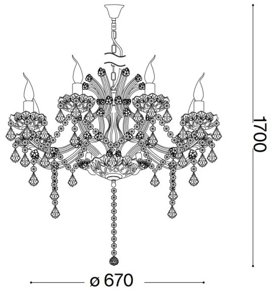 Ideal Lux - Krištáľový luster na reťazi NAPOLEON 8xE14/40W/230V pr. 67 cm zlatá