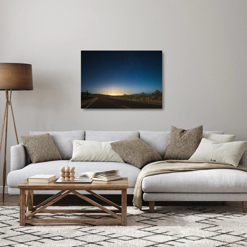 Sklenený obraz - Nočné nebo nad cestou (70x50 cm)