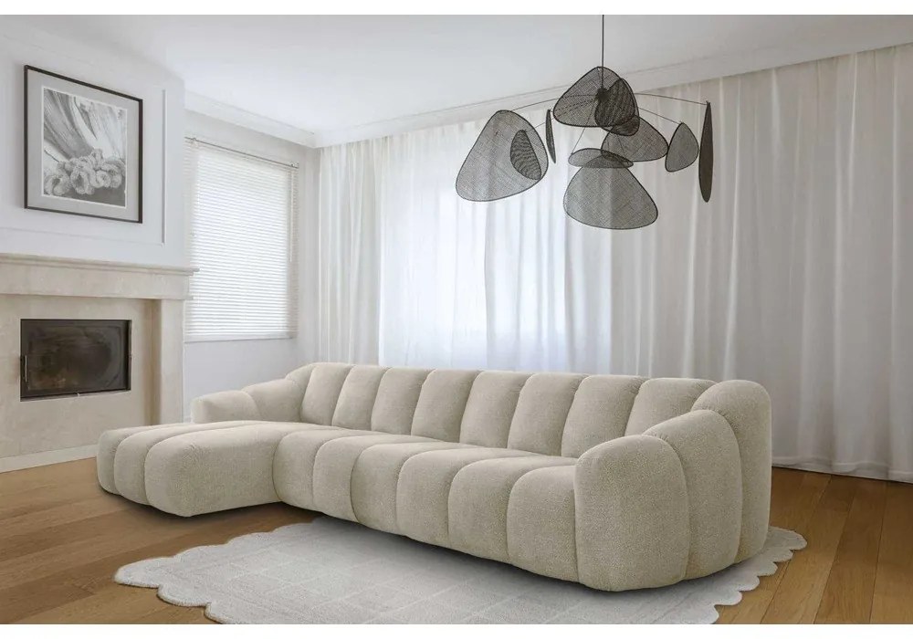 Béžová rohová pohovka (ľavý roh/s leňoškou) Shell – Miuform