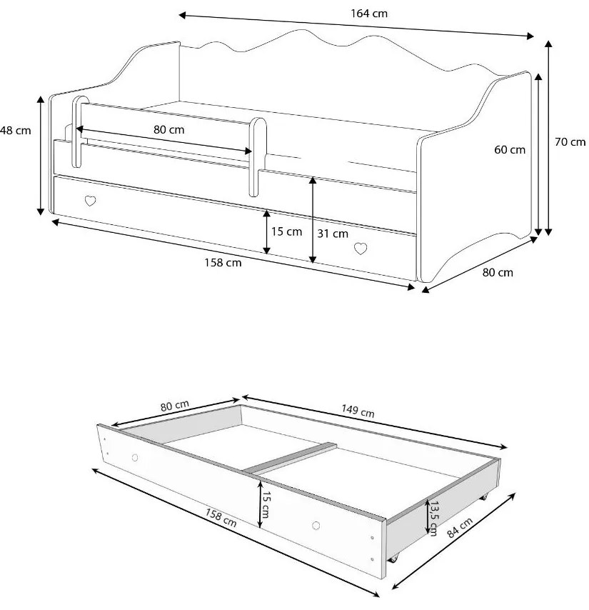 Detská posteľ 160x80 cm. Akcia -10%. Vlastná spoľahlivá doprava až k Vám domov. 1052144