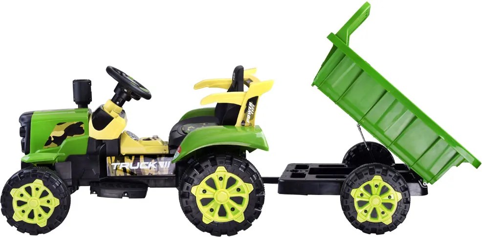 JOKOMISIADA Traktor s prívesom na akumulátor, svietiaci, zelený PA0234