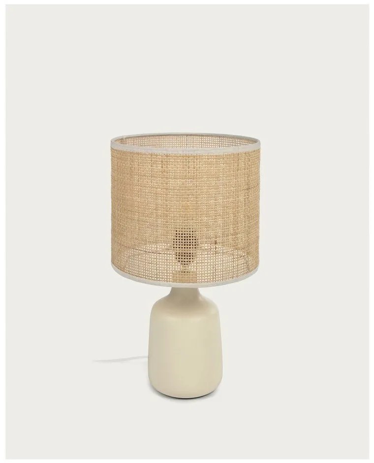 Krémová/v prírodnej farbe keramická stolová lampa (výška 46 cm) Erna – Kave Home
