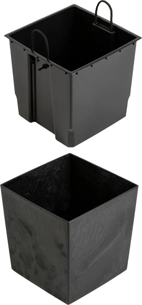 PLASTOVÝ KVETINÁČ FLORE 30,5X29,5X29,5 CM IMITÁCIA BETÓNU ČIERNA