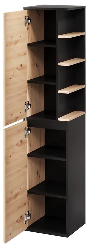 Vysoká kúpeľňová skrinka Mossa 70 35 cm ľavá dub Artisan/čierna