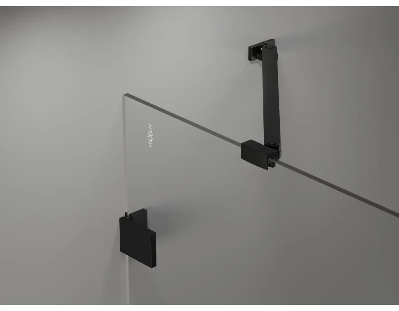 Mexen Lunar, pravý polkruhový sprchový kút 90 x 80 cm, 8mm číre sklo, čierny profil, 833-090P-080L-70-00