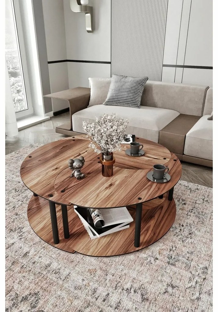 Súprava konferenčných stolíkov Yin Yang Walnut, 3 ks