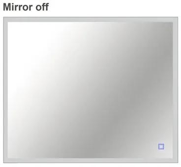 Zrkadlo do kúpeľne s osvetlením Square LED s čiernym rámom 65x80 cm s vypínačom a podložkou proti zahmlievaniu