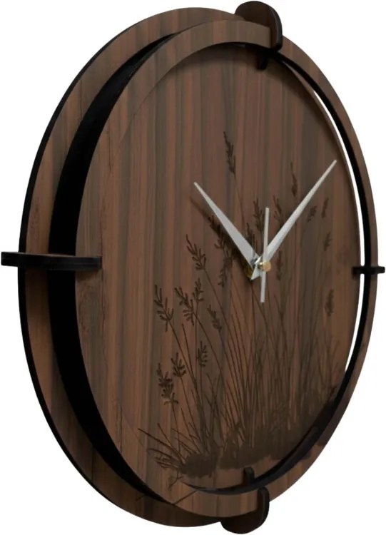 Drevené nástenné hodiny – motív lesa | SENTOP HDF0587-ORECH-WENGE