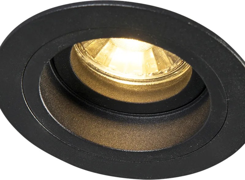 Inteligentné zapustené bodové svietidlo čierne okrúhle vrátane WiFi GU10 - Chuck