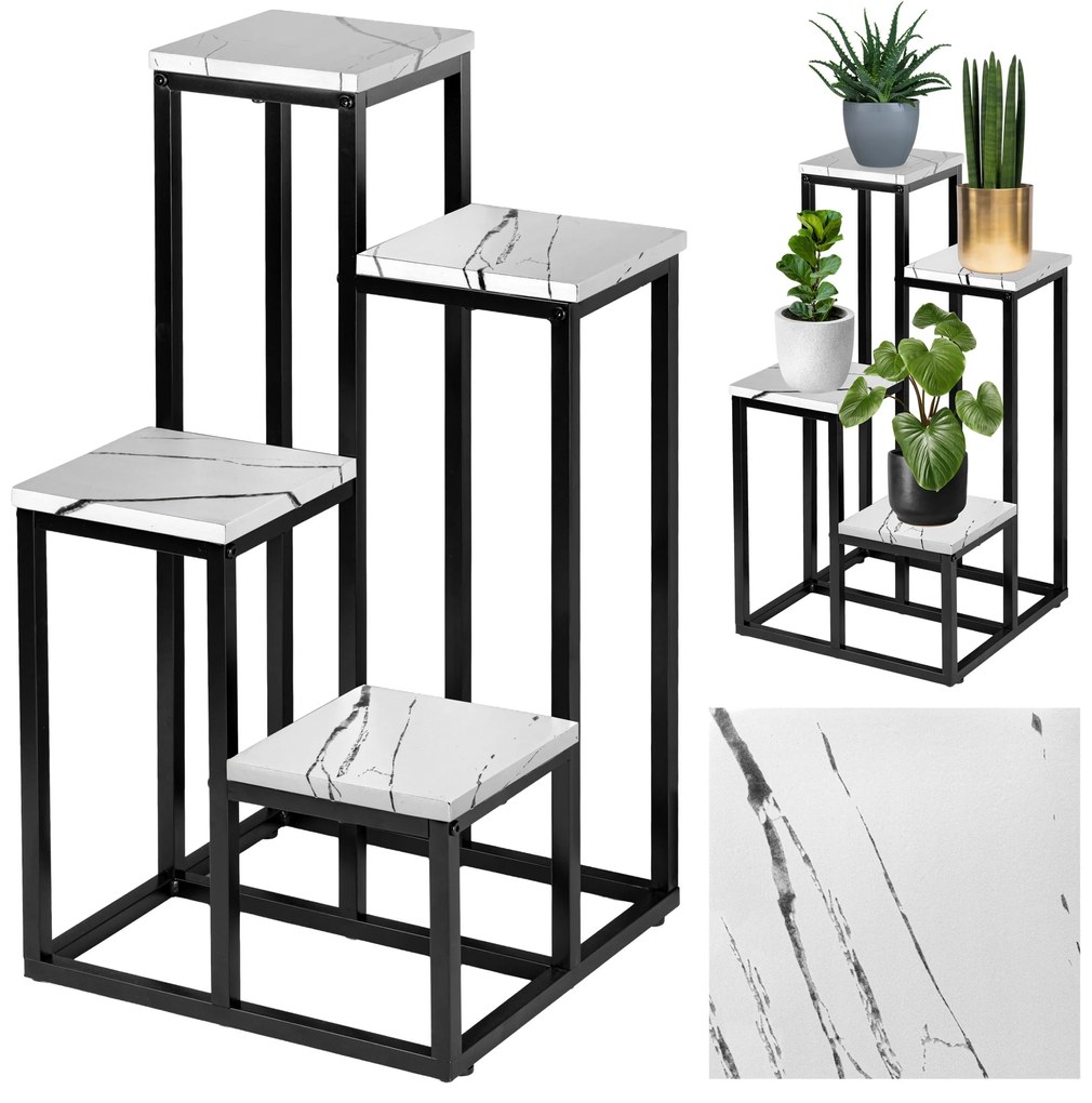 Kvetinový stojan Mogren biely mramor