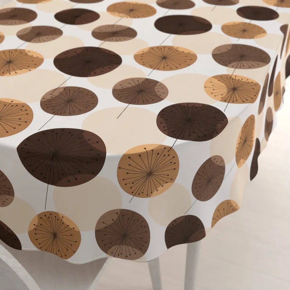 Biante Bavlnený oválny obrus Sandra SA-488 Hnedo-béžové designové púpavy 120x200 cm
