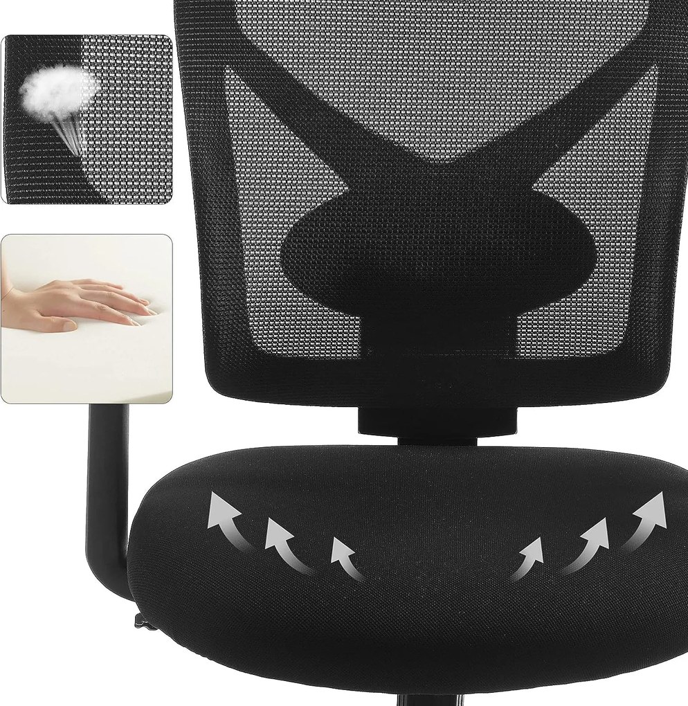 Ergonomická kancelárska stolička, otočná stolička, čierna