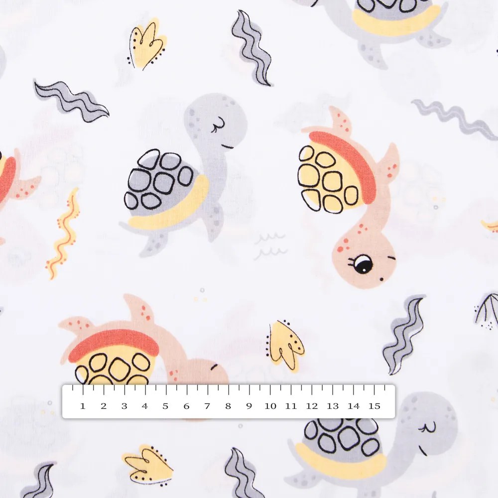 Biante Detský bavlnený štvorcový obrus Sandra SA-373 Veselé korytnačky na bielom 100x100 cm