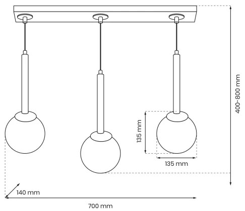 Luster na lanku PARMA 3xE14/40W/230V čierna