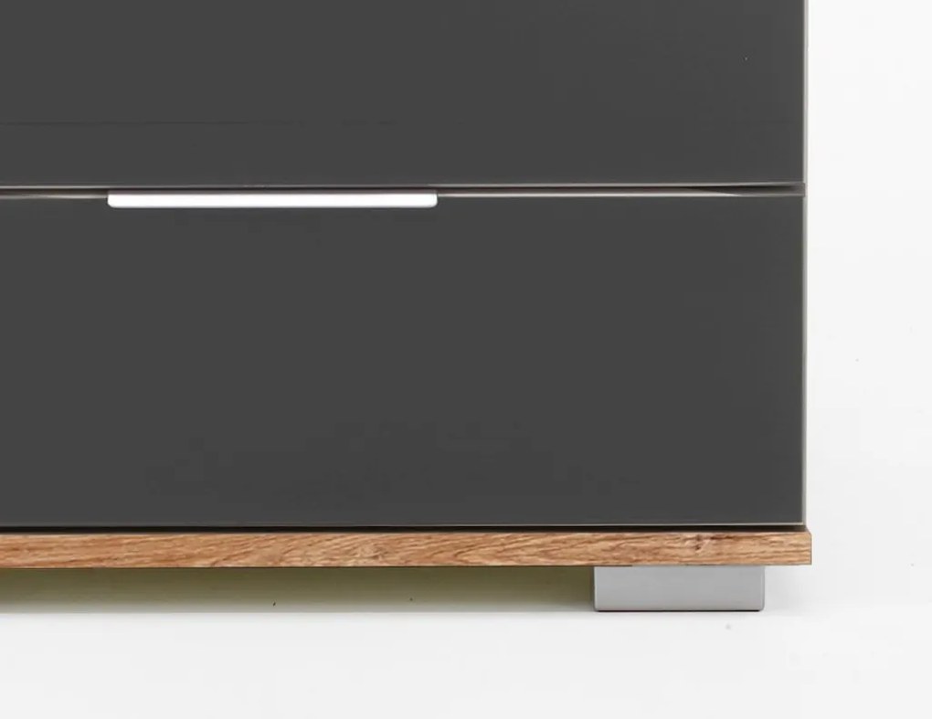 Nočný stolík Easy Plus, doskový dub / sivé sklo