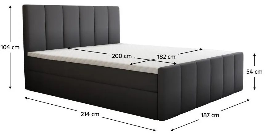 Boxspringová posteľ, 180x200, sivá, STAR