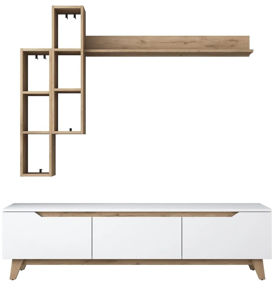 TV zostava v dekore orecha v bielo-prírodnej farbe 180x49 cm Linh – Kalune Design