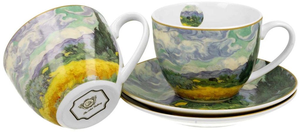 Porcelánová šálka s podšálkou Van Gogh Wheat Field 90 ml sada 2ks