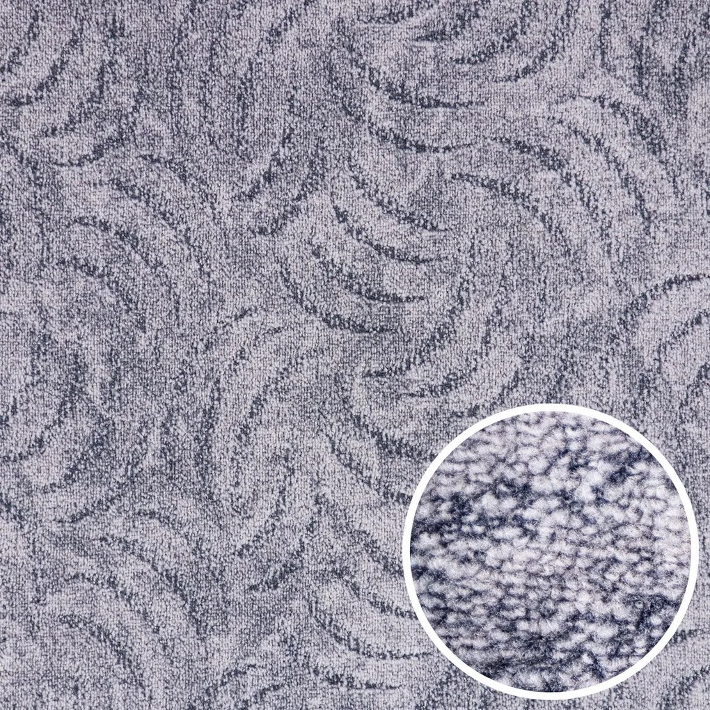 Metrážny koberec Scroll šedý, na mieru, šíře 5m, šedá, filc, obývacia izba, AladinWorld Expres