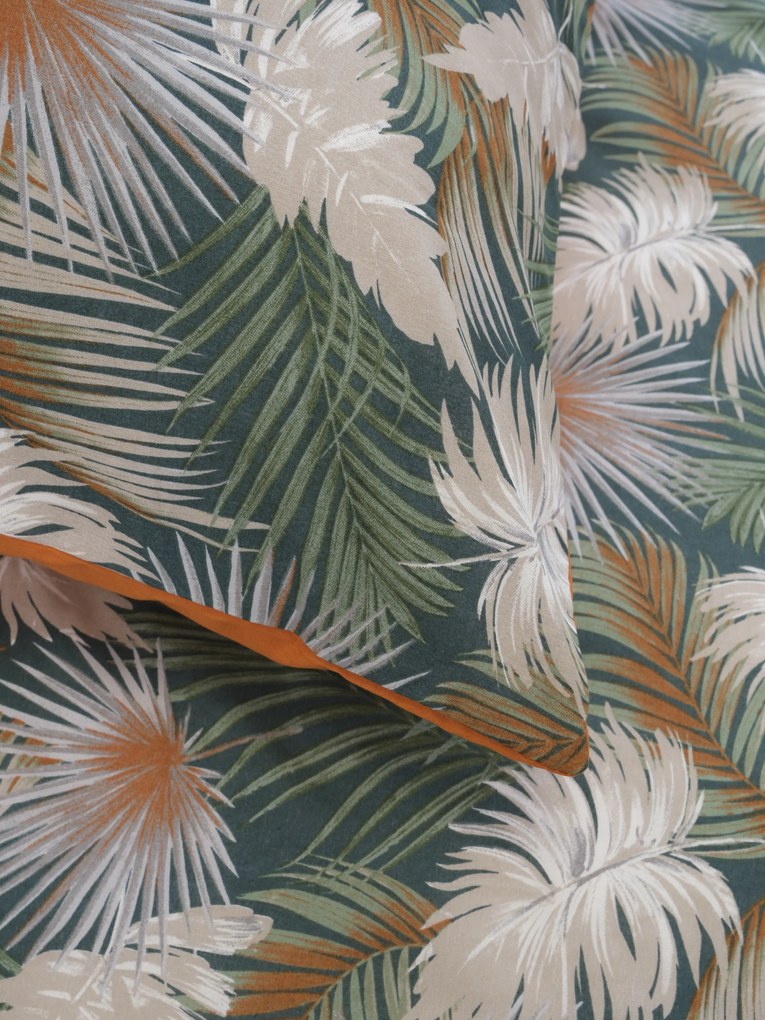 Predĺžené bavlnené obliečky Renforcé – Taisa zelená/terakota