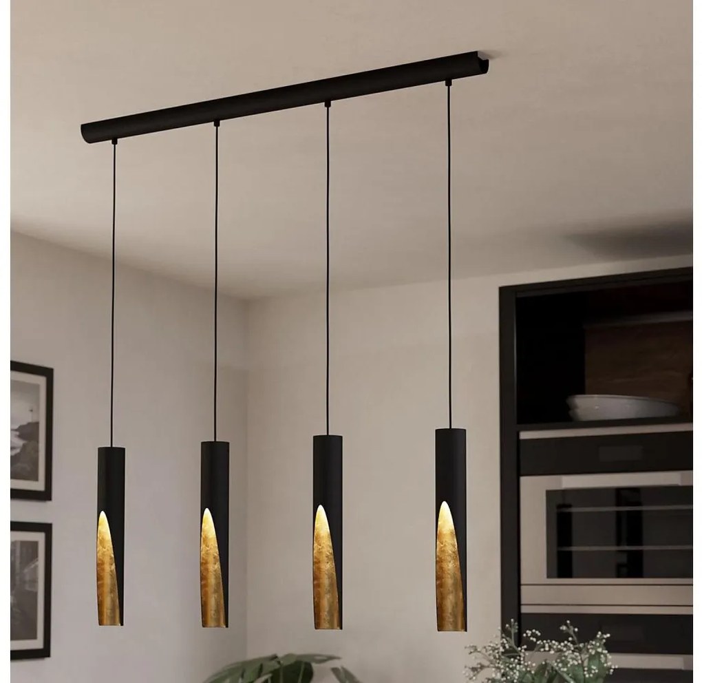 Eglo 900873 - LED Luster na lanku BARBOTTO 4xGU10/4,5W/230V čierna/zlatá