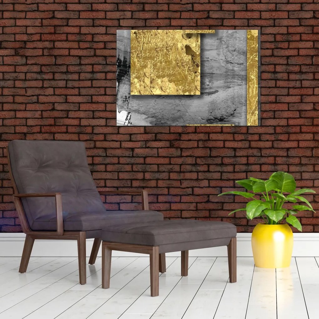 Obraz - Zlaté štvorce N⁰2 (90x60 cm)
