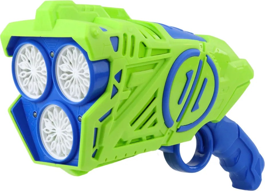 LEAN Toys Mydlová pištoľ na batérie LED modro-zelená
