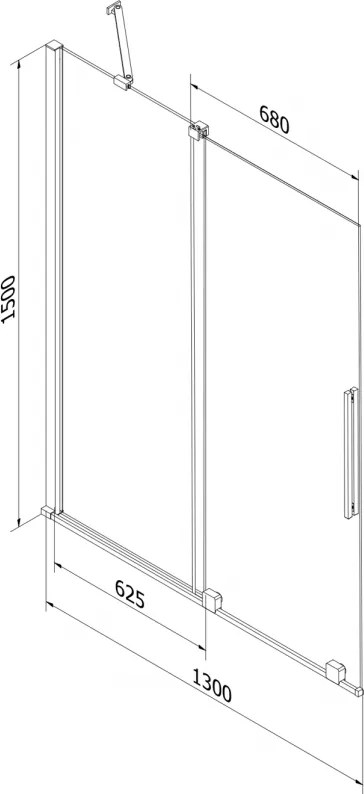 Mexen Velar, 2-krídlová posuvná vaňová zástena 130 x 150 cm, 8mm šedé sklo, chrómová, 896-130-000-41-01