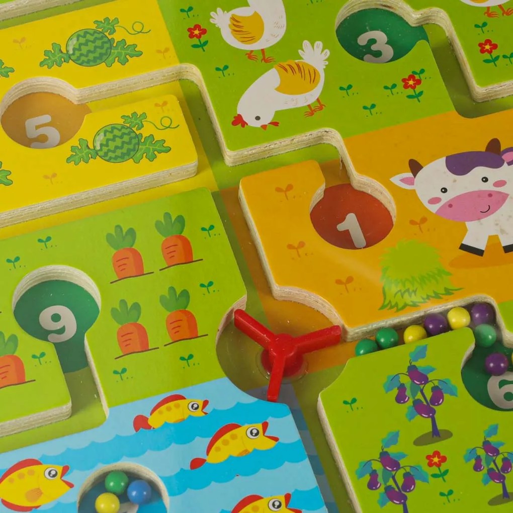 KIK Magnetické drevené bludisko Farma pre deti 3+