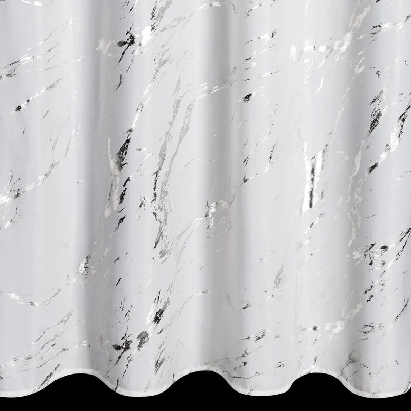 Dekorstudio Moderný záves LANI na dekoračných krúžkoch 140x250 cm - biely so striebornou potlačou