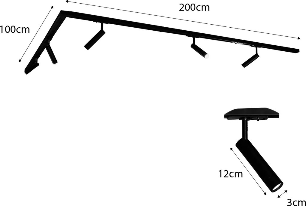 Moderný koľajnicový systém s 5 čiernymi bodovými svetlami 1-fázový - Iconic Ivy