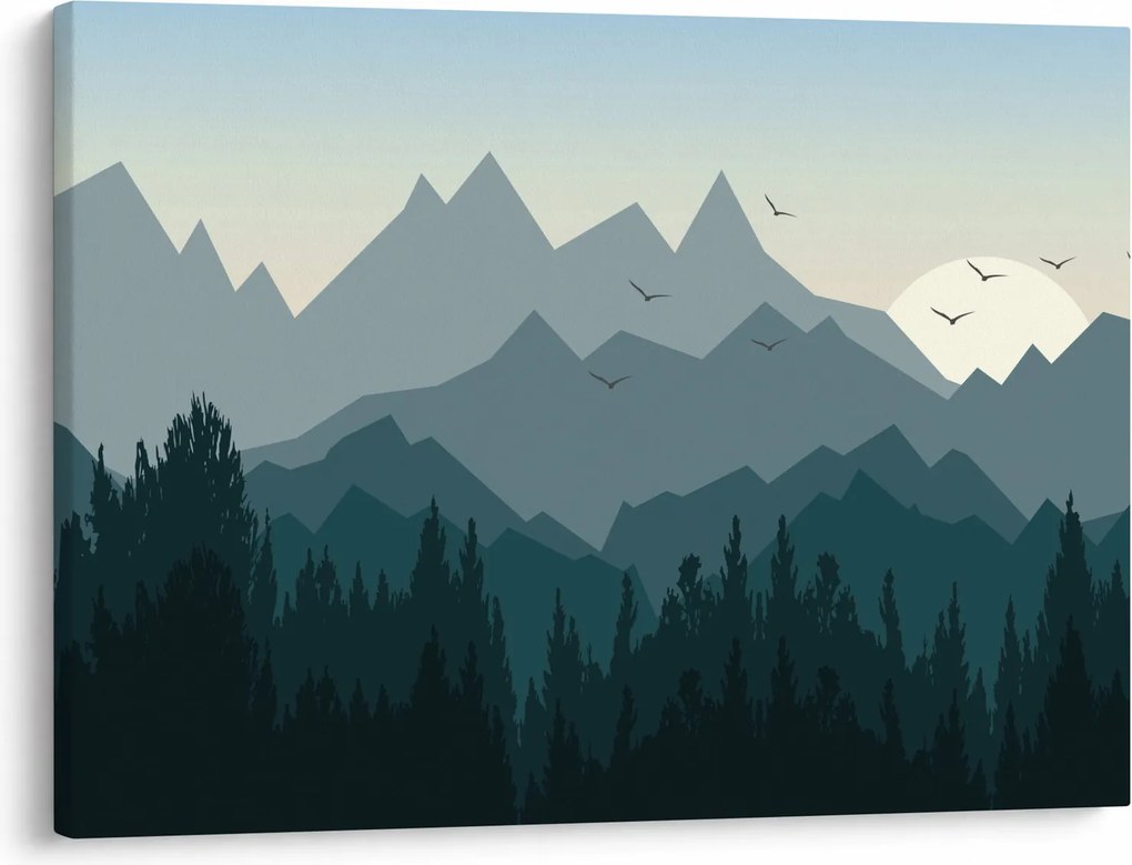 Obraz - Hory pohľadom grafika (70x50 cm)