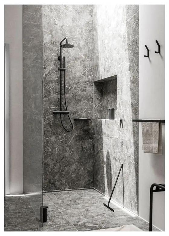 Čierna kúpeľňová stierka so stojanom Zone Rim, šírka 30 cm
