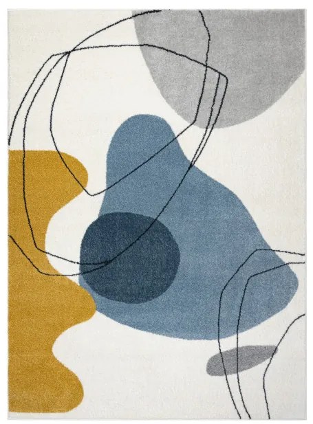 Koberec FUSION 7158 biely / žltý / modrý