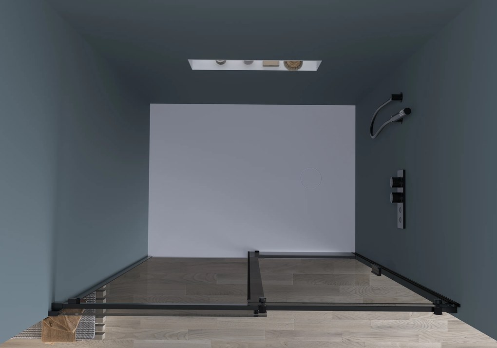 CERANO - Sprchové posuvné dvere Santoro Ľ/P - 8 mm - čierna matná, grafitové sklo - 150x195 cm, CER-CER-537439