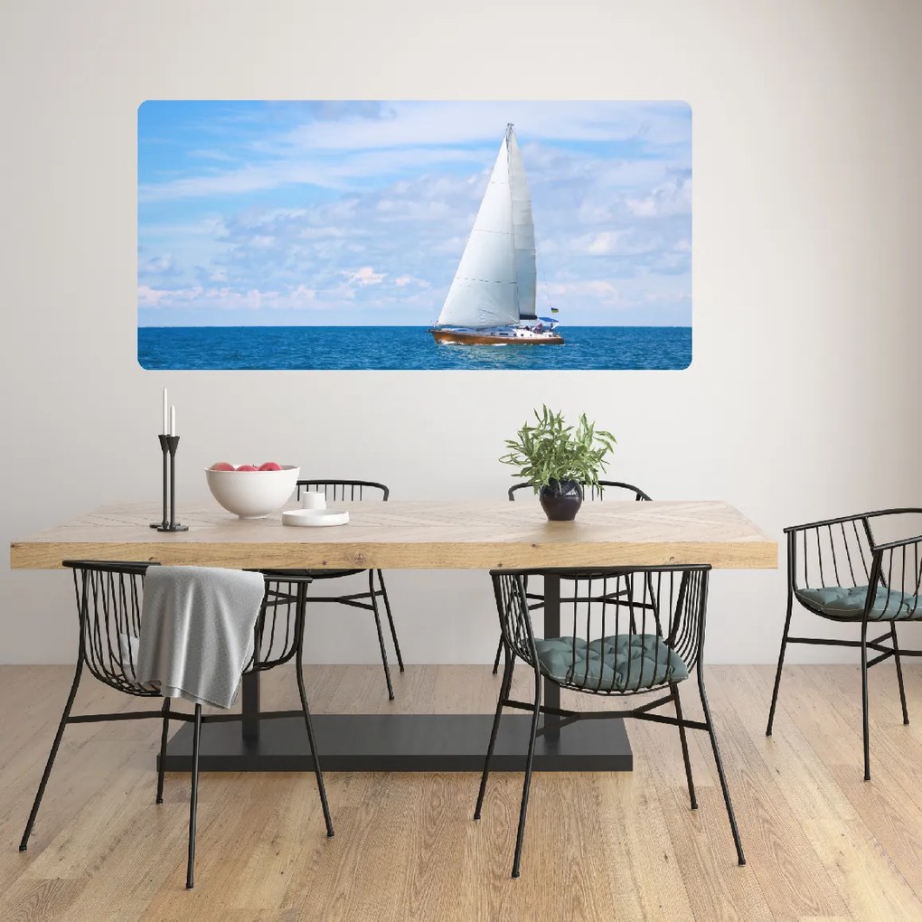 60x120cm Plachetnica na mori - textilná nálepka na stenu