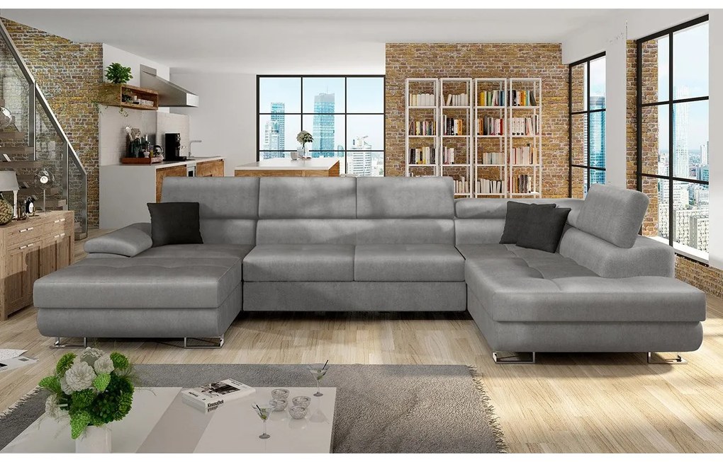 Rohová sedacia súprava Alvin Bis, Dostupné poťahy: ekokoža Soft 017 + Uttario Velvet 2967 + Uttario Velvet 2959, Strana: Ľavá - U
