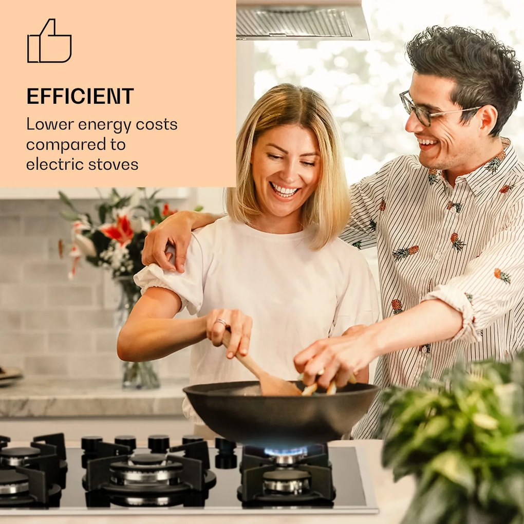 Klarstein Goldflame 5 Prime, plynová varná doska, 5 Messing horákov, sklokeramika