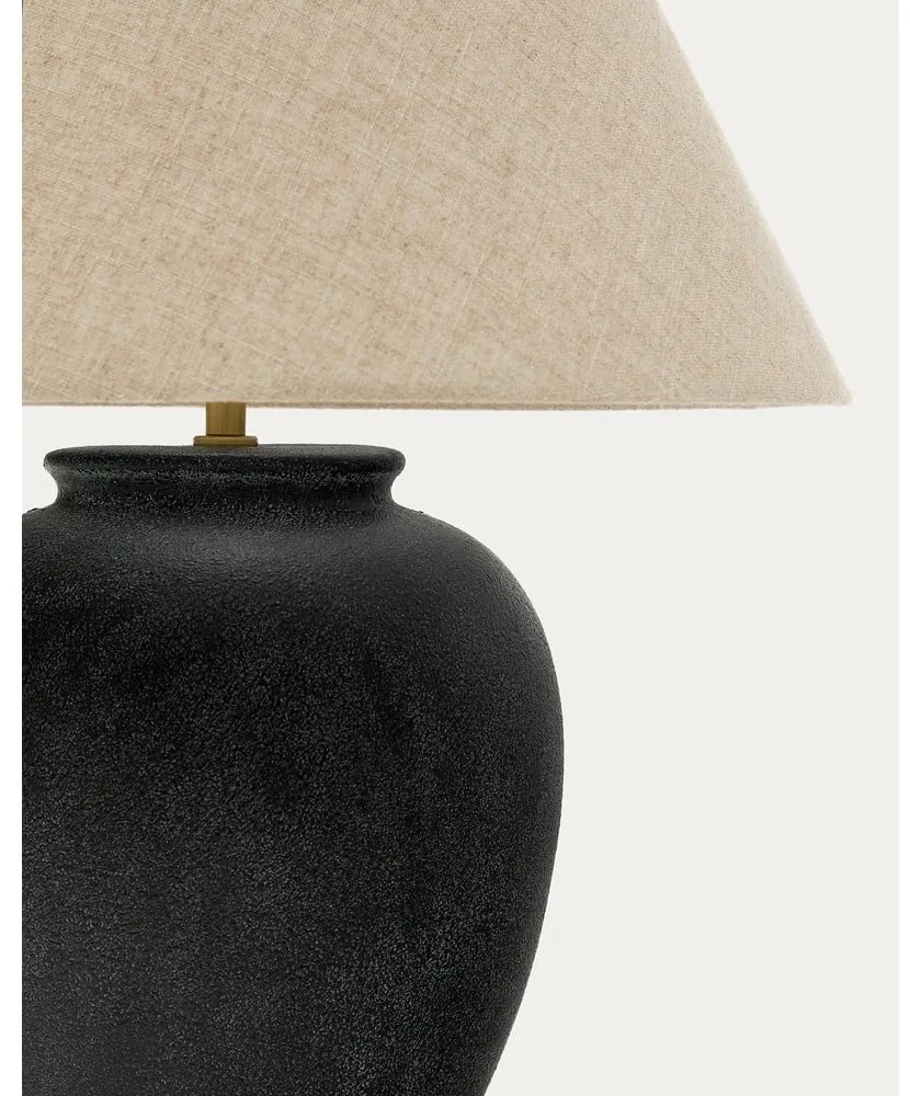 Čierno-béžová stolová lampa s textilným tienidlom (výška 60 cm) Mercadal – Kave Home