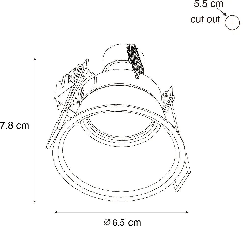 Sada 6 čiernych zabudovaných bodových svetiel GU10 35 mm IP44 - Dept