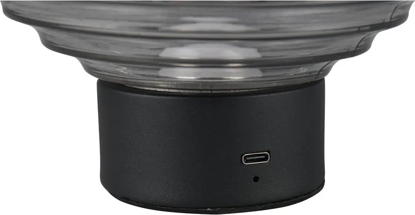 Čierno-šedá stmievateľná LED stolová lampa so skleneným tienidlom (výška 14,5 cm) Earl – Reality