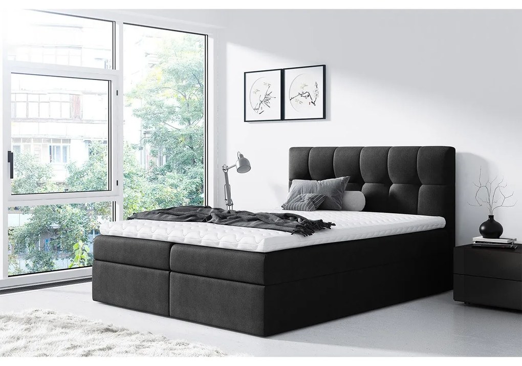 Kontinentálna posteľ Apolon, Rozmer postele: 180x200, Dostupné poťahy: ekokoža Soft 011 (čierna)