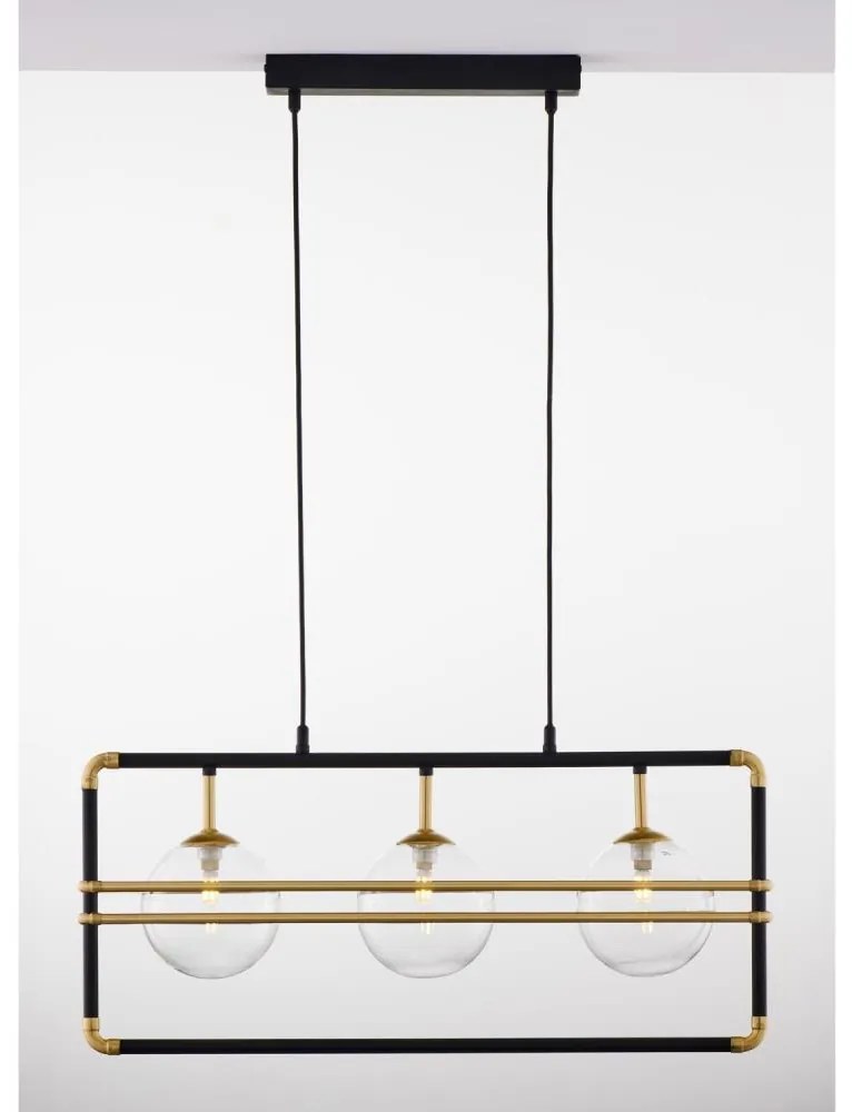 Jupiter 2030 - Luster na lanku FIORI 3xG9/10W/230V čierna/zlatá/číra