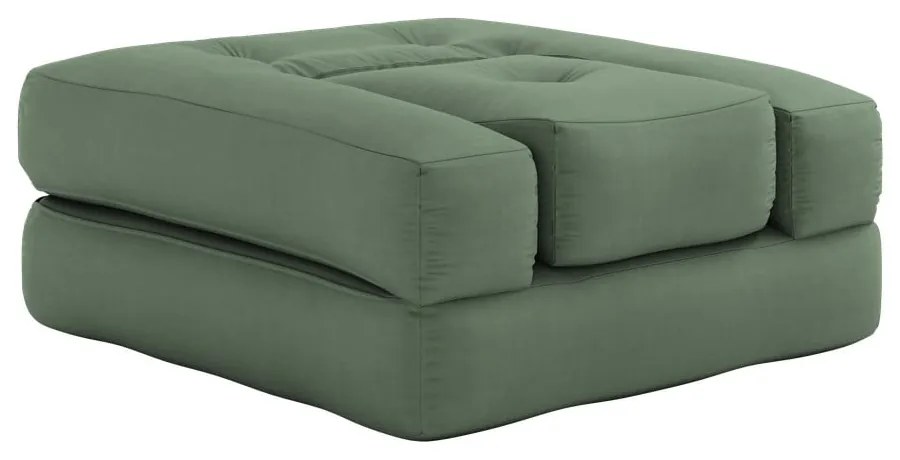 Rozkladacie kreslo so zeleným poťahom Karup Design Cube Olive Green