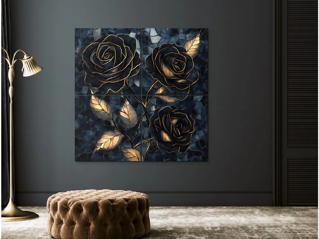 drevko | Štvordielny obraz Zlatá trojruža 100 x 100 cm
