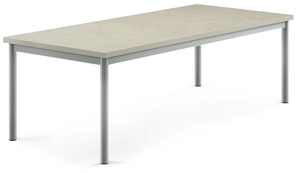 Stôl SONITUS, 1600x700x500 mm, linoleum - šedá, strieborná