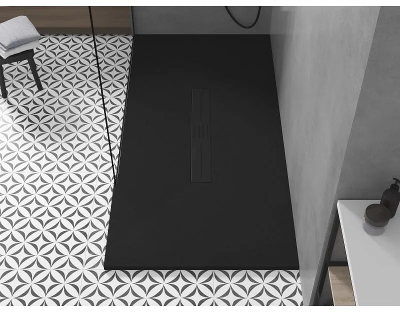 Mexen Toro, SMC obdĺžniková sprchová vanička 180 x 90 cm, čierna, čierna krytka, 43709018-B