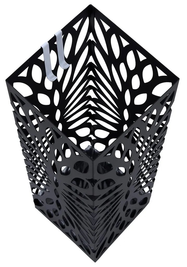 Stojan na dáždniky, štvorcový, čierny, 49x15,5x15,5cm