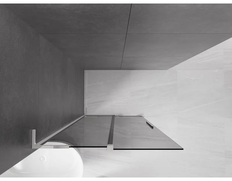 Mexen Velar L, posuvná sprchová zástena Walk-in 100 x 200 cm, 8mm šedé sklo, chrómová, 871-100-003-43-01