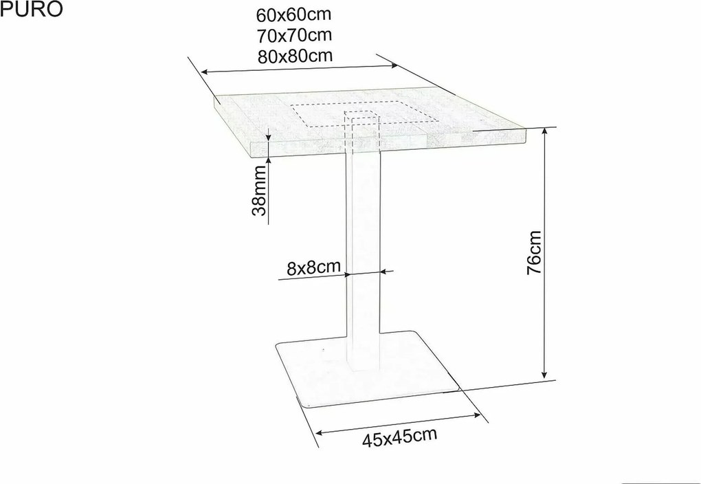 Jídelní stůl Puro 60 cm lamino černý/dub přírodní